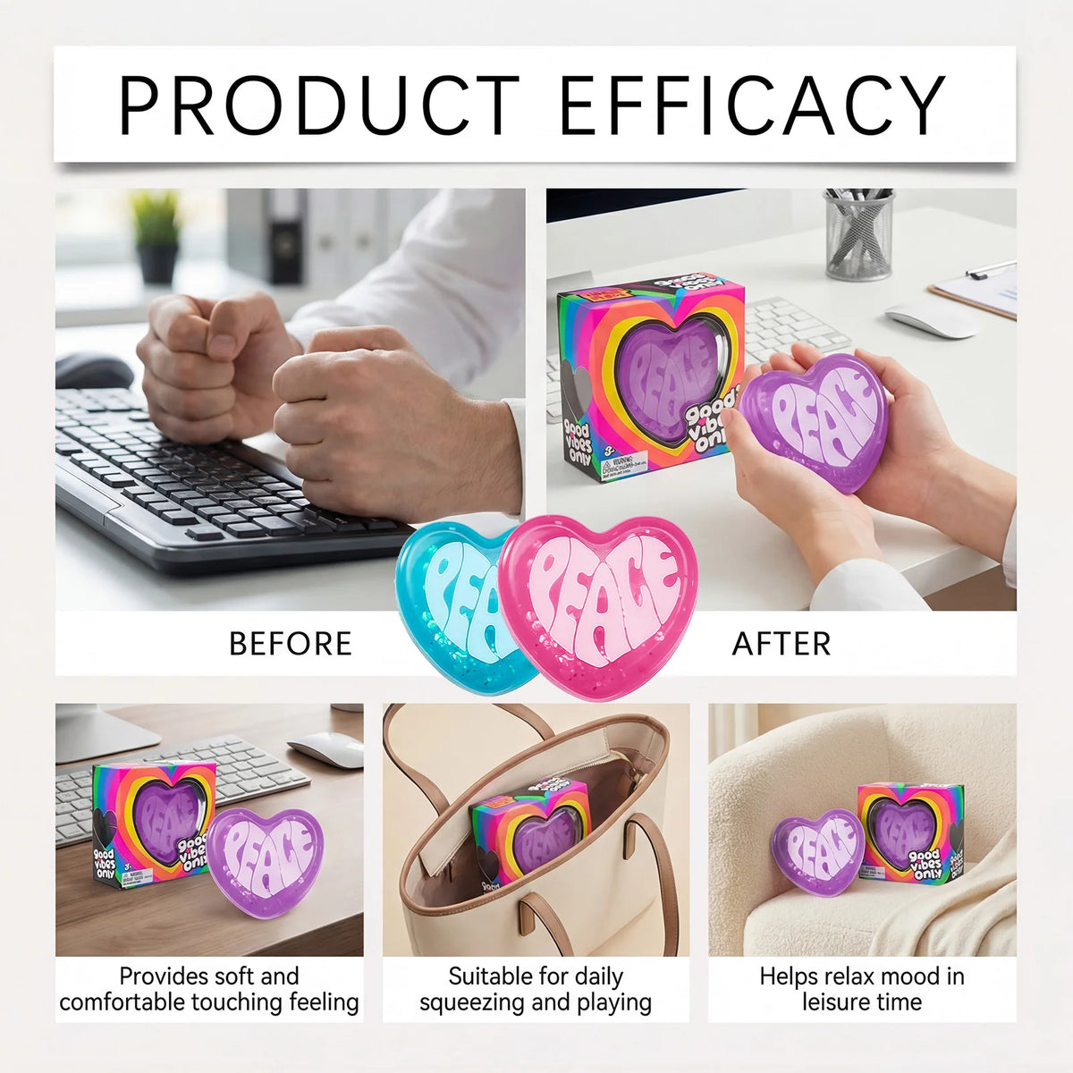 Heart Shape Squishy Toy – Soft TPR Slow Rebound Fidget Gift Squishy Fidget Toy Axl