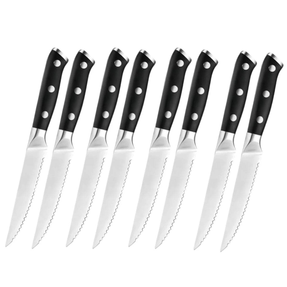 Serrated Steak Knife Set – Stainless Steel ABS Handle 1-6 Pc Steak Knife Set Axl 8pcs