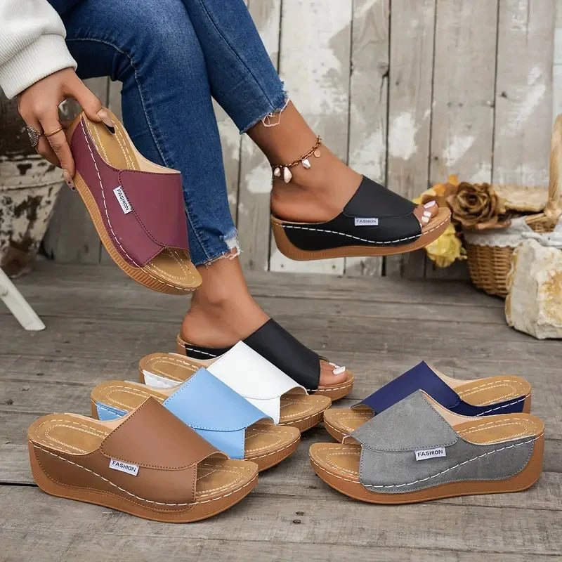 Women's Wedge Slippers – Open Toe Buckle Sandal Slides Wedge Sandal Slides Axl
