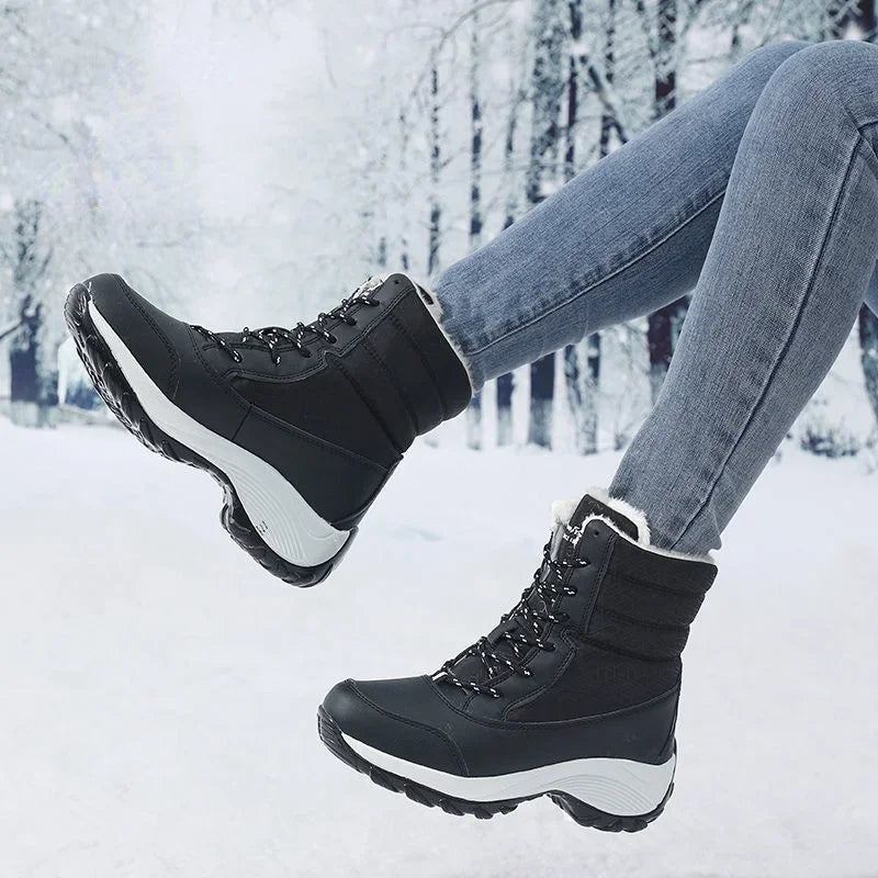 AZGB Women's Fur-Lined Platform Wedge Snow Boots | Winter Women's Snow Boots Axl