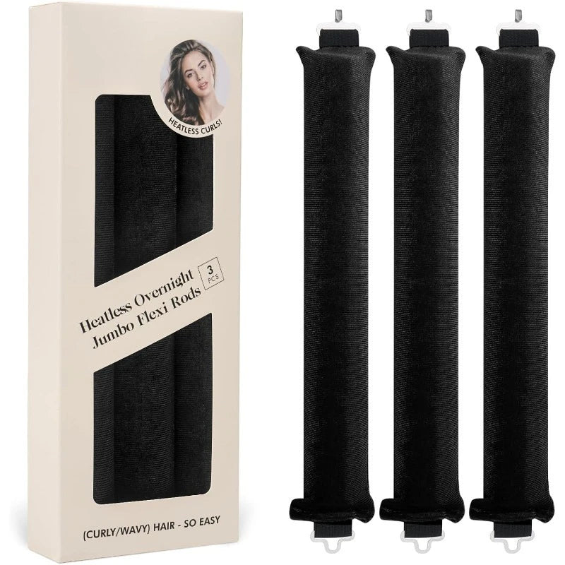 Satin Flexi Rods – Heatless Overnight Jumbo Curls, 3 Pack Heatless Hair Curlers Axl 3pcs