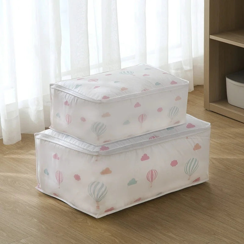 Foldable Quilt Storage Bag – Feather Print Blanket Organizer Storage Organizer Bag Axl