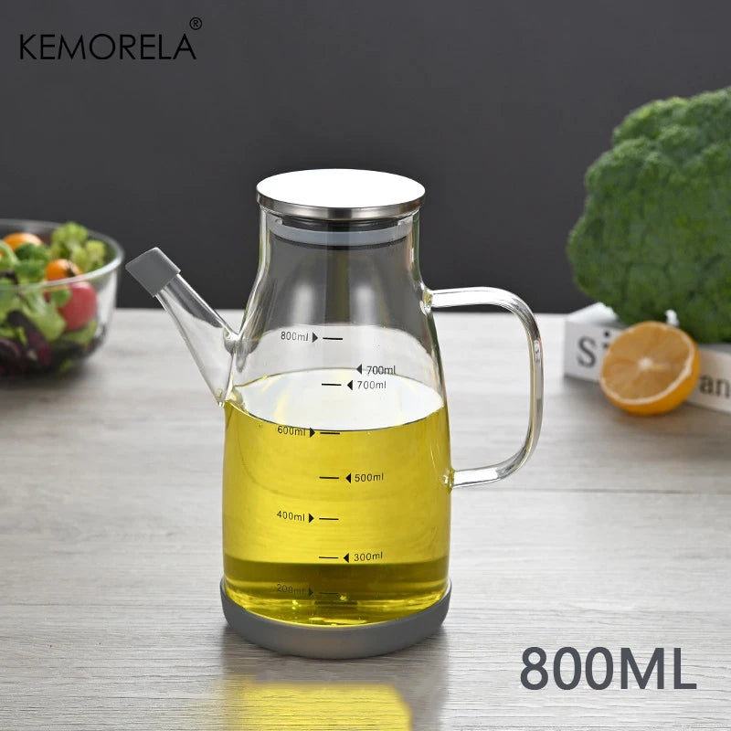 KEMORELA Glass Oil Bottle 600/800/1000ml – Anti-Leak Lid Glass Oil Dispenser Axl 800ML