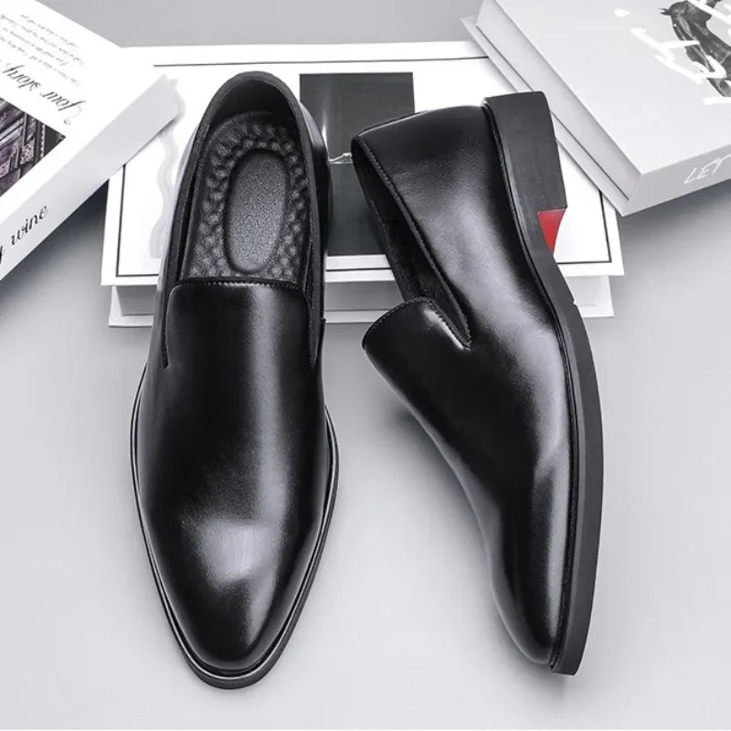 Men's Red Sole Pointed Toe Loafers – Slip-On Business Dress Shoes Men's Dress Loafers Axl