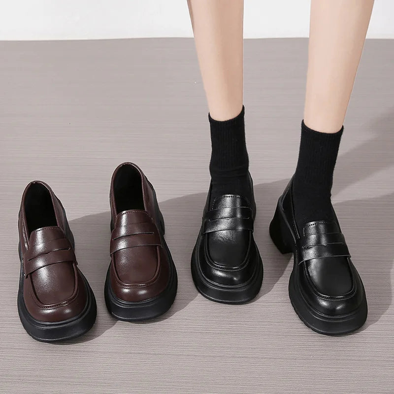 Women's Platform Mary Jane Loafers – British Slip-On Style Platform Loafers Axl