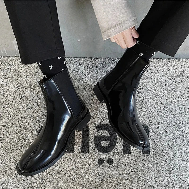 Women's Split Toe Tabi Chelsea Boots – Patent Leather Ankle Boot Tabi Ankle Boots Axl