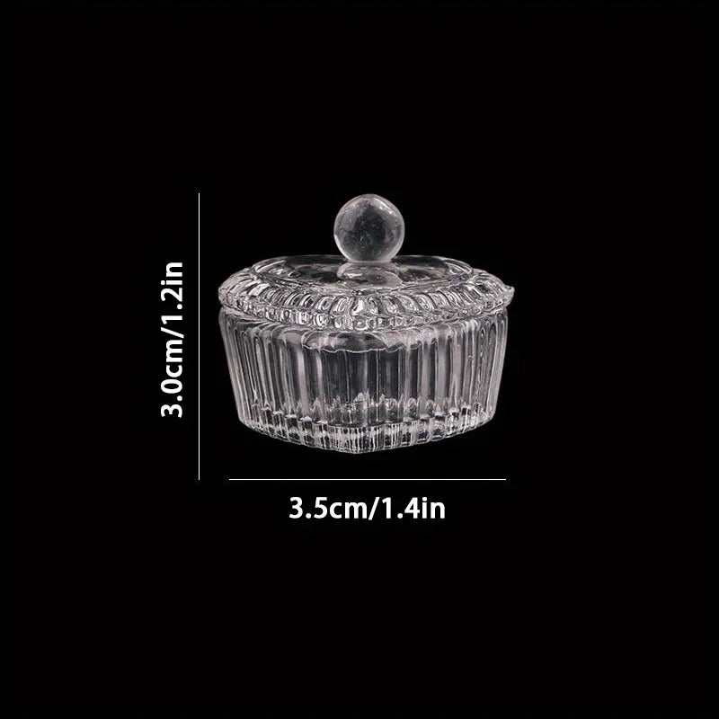 Glass Dappen Dish Bowl for Nail Art – Crystal Cup with Lid Nail Art Dappen Dish Axl