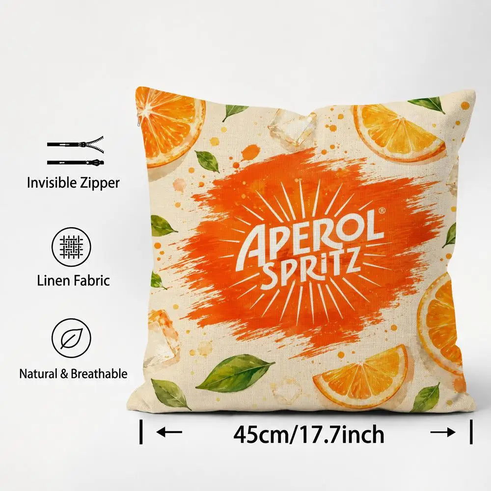 Aperol Spritz Linen Cushion Cover – Breathable Sofa Pillowcase Linen Cushion Cover Axl