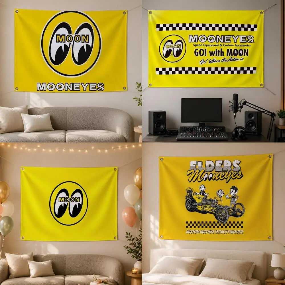 MOONEYES Wall Hanging Flag Banner – Indoor & Outdoor Decor Wall Flag Banner Axl