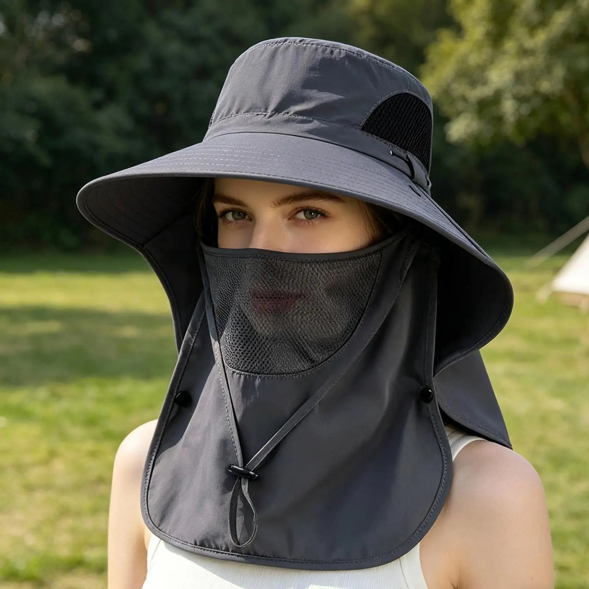 UV Sun Hat with Neck Flap – Fishing, Hiking & Outdoor Cap Outdoor Sun Hat Axl Dark Gray