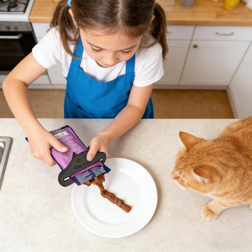 Cat Treat Feeder Spoon – 3D Printed Wet Food Pouch Squeezer Pet Treat Dispenser Axl