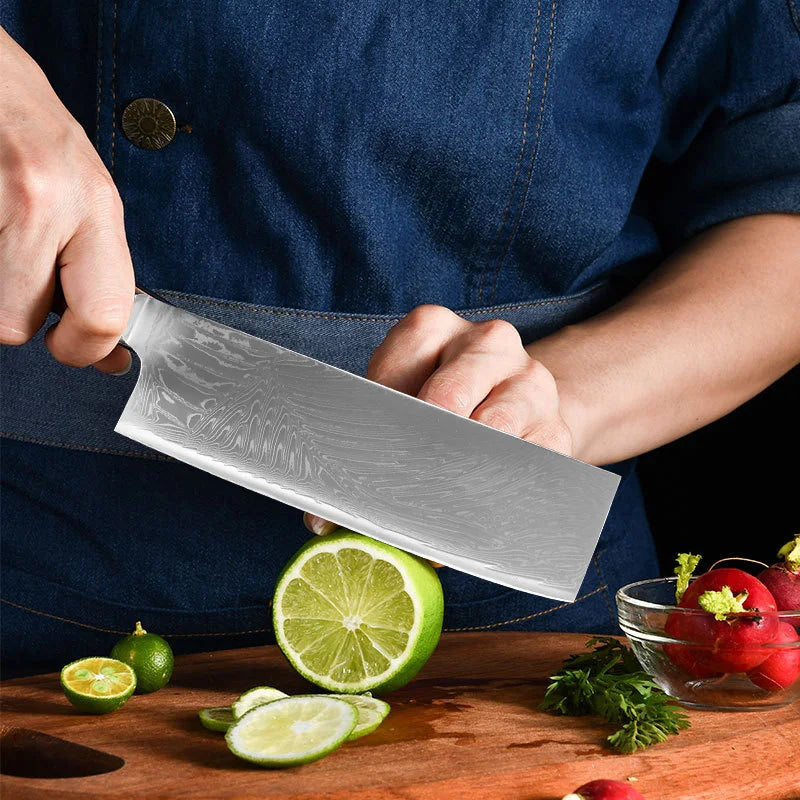InLeung Damascus Steel Cleaver – Handmade Sharp Chef Knife Damascus Chef Cleaver Axl
