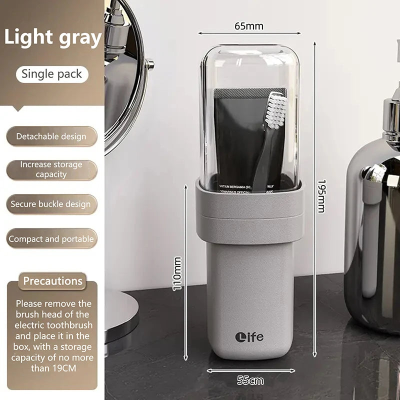 Portable Travel Toothbrush Cup with Lid | Mouthwash Cup Travel Toothbrush Cup Axl Gray
