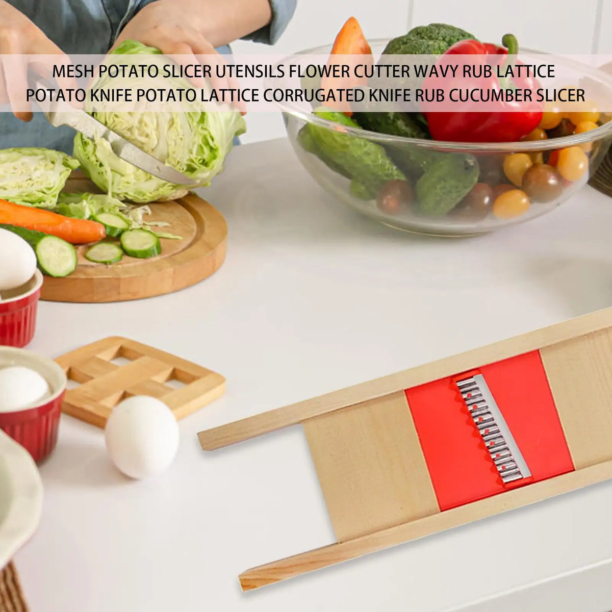 Stainless Steel Potato Slicer & Waffle Fry Vegetable Cutter Vegetable Slicer Axl