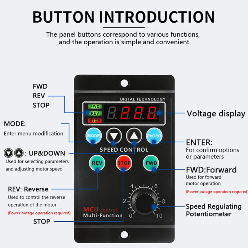 UX-52 400W Digital Motor Speed Controller AC 220V Forward Reverse Motor Speed Controller Axl