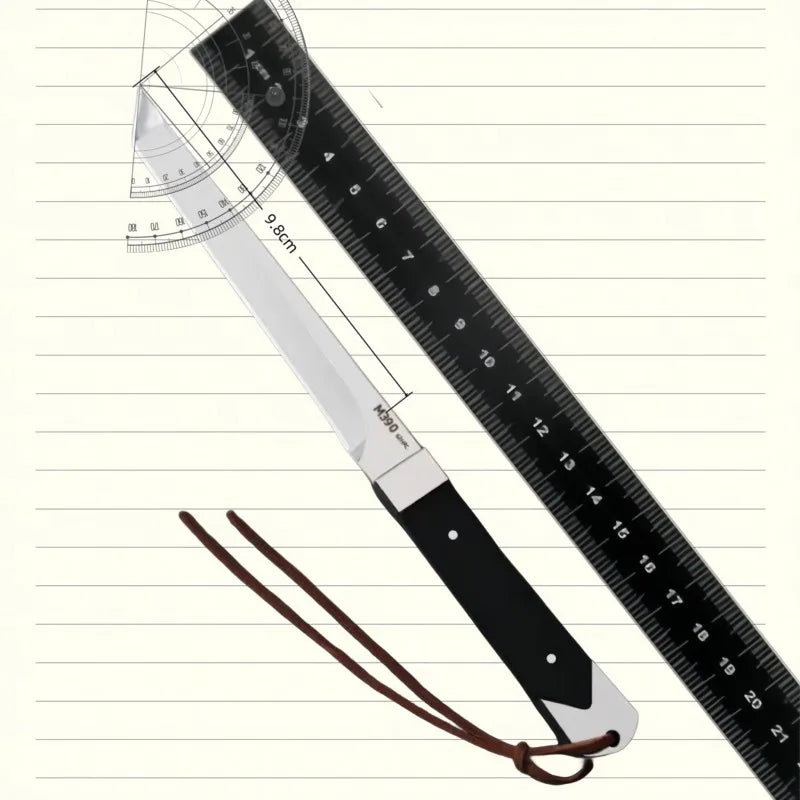 M390 Steel Fixed Blade Knife – Ebony Handle & Leather Scabbard Fixed Blade Knife Axl