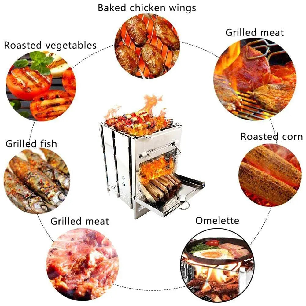 Portable Folding Wood Burning Camp Stove | Stainless Steel Wood Burning Camp Stove Axl