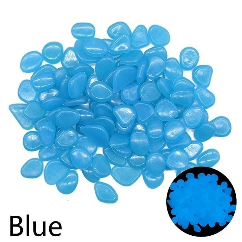 Glow in the Dark Garden Pebbles – Luminous Stones 100-300 Pcs Garden Décor Stones Axl Blue 100pcs