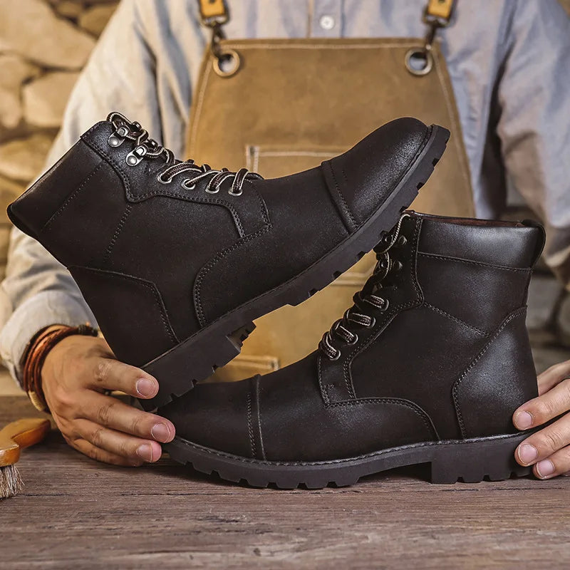 YBQJOO High Top Ankle Boots – Lace-Up Non-Slip Couple Boots Ankle Boots Axl 9188 black 47