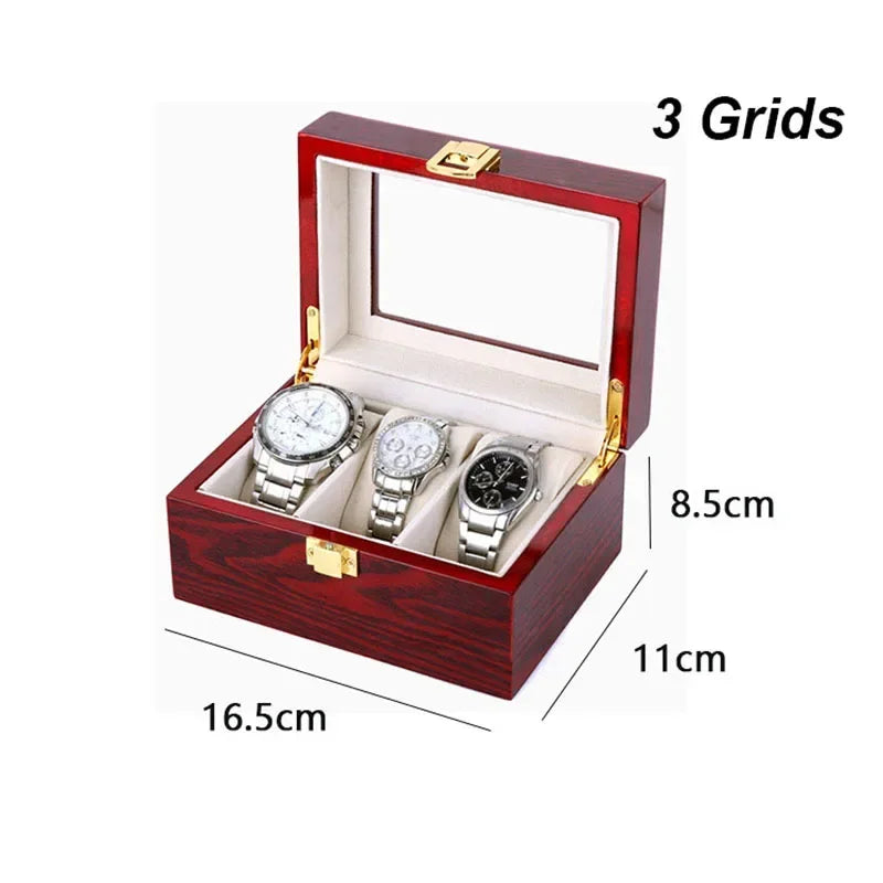 Wooden Watch Organizer Box – 2 to 12 Slot Eco-Friendly Case Watch Organizer Box Axl 3 Grids As whown