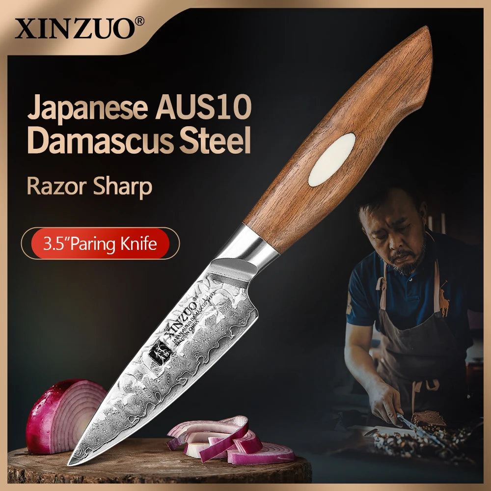 XINZUO 3.5" Damascus Paring Knife – 67-Layer AUS10 Steel Damascus Paring Knife Axl China Mainland 3.5 inch
