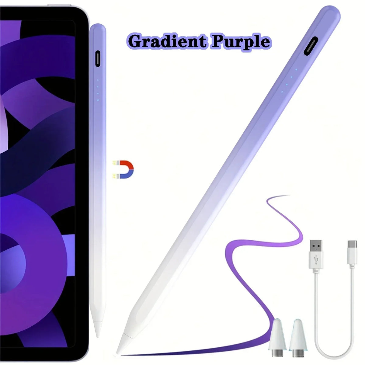 Universal Stylus Pen for iPad & Android – Magnetic USB-C Tablet Stylus Pen Axl gradient purple