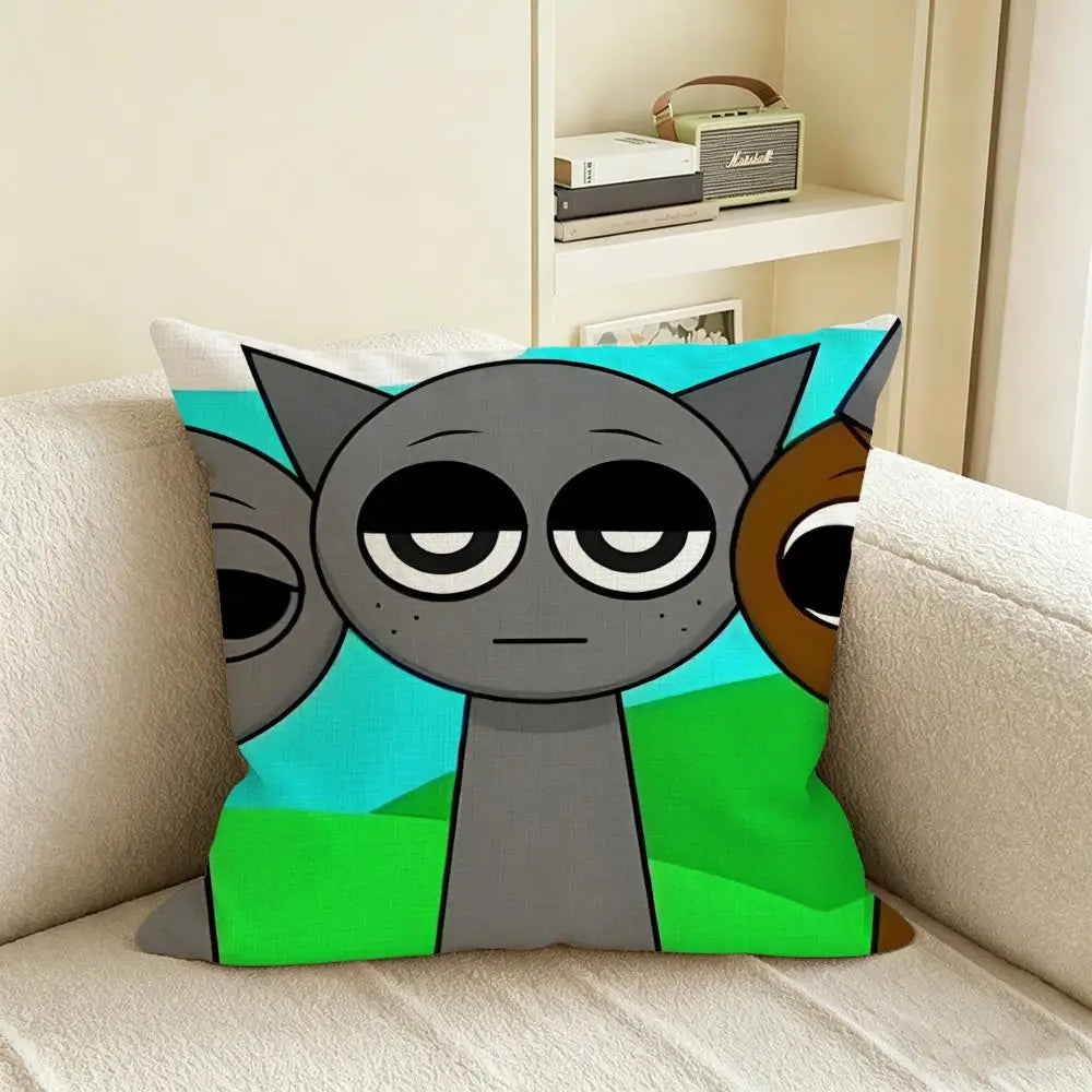 Sprunki Incredibox Linen Cushion Cover | Sofa & Bedroom Décor Decorative Cushion Cover Axl White7 30X30cm