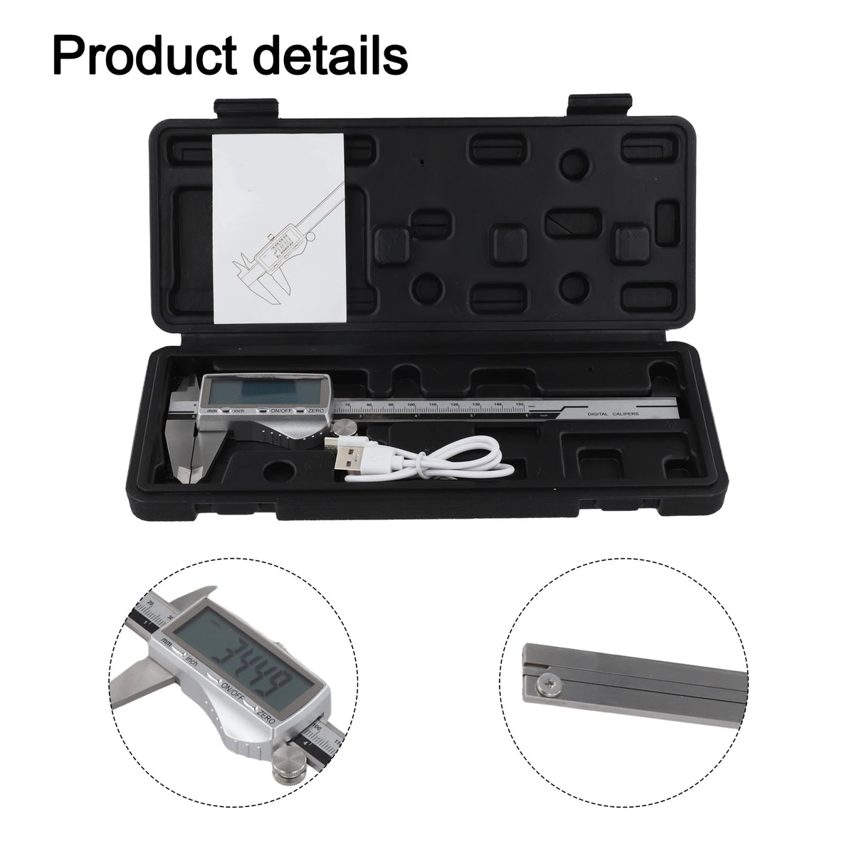 Digital Vernier Caliper – Rechargeable, 0.01mm Precision, 300mm Digital Vernier Caliper Axl