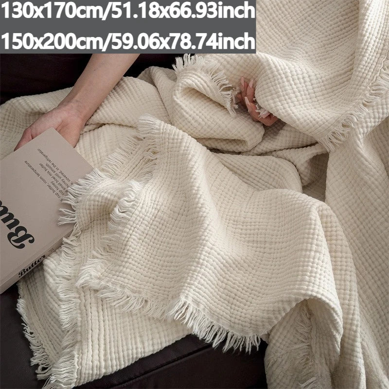 4-Layer Muslin Cotton Throw Blanket – Breathable & Lightweight Cotton Throw Blanket Axl