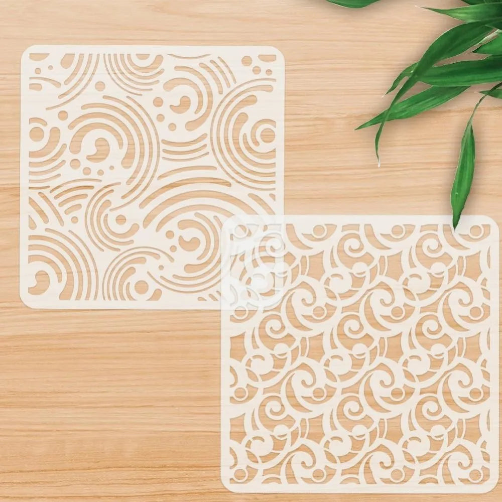 2-Pack Cosmic Swirl Spiral Stencils 11.8" – Reusable Wall Craft Stencil Set Axl