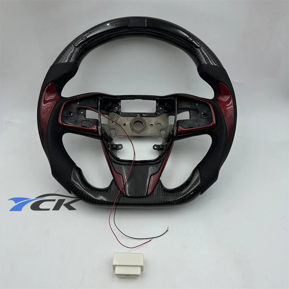 LED Steering Wheel Honda Civic 2016–2021 Carbon Fiber Leather Custom Steering Wheel Axl