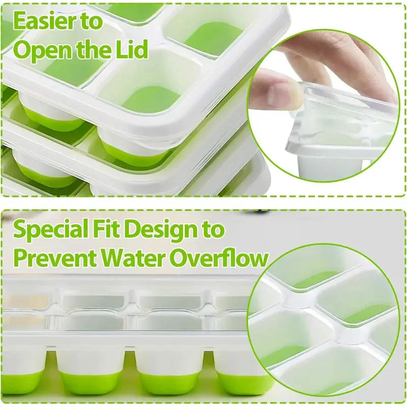 Silicone Square Ice Cube Mold with Lid – 14 Compartments Ice Cube Mold Axl