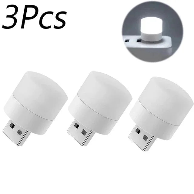 Mini USB LED Night Light – Warm & White Plug-In Lamp 1/3/10 Pack USB Night Light Axl 3PCS-White