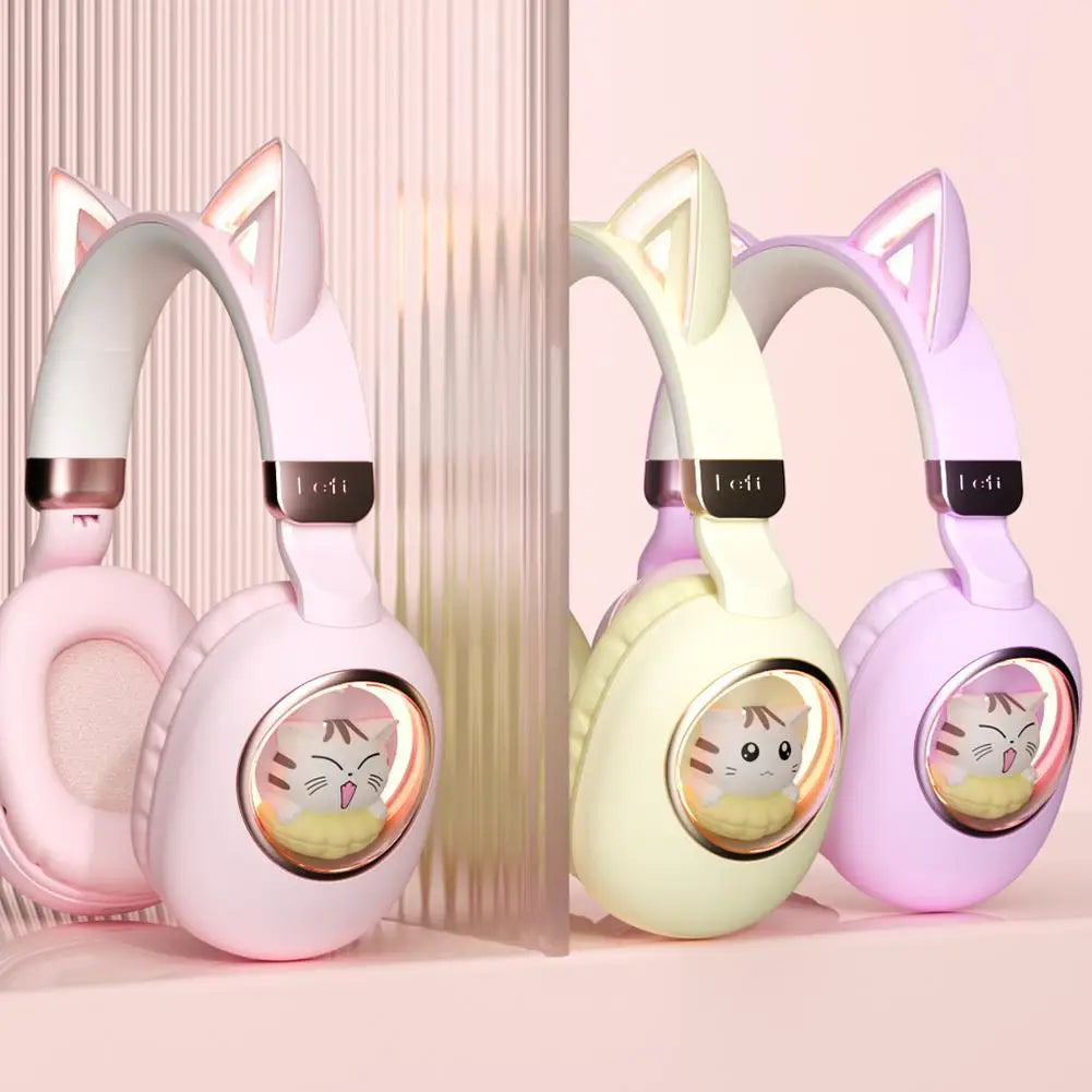Cat Ear Bluetooth 5.3 Wireless Headphones – LED Glow Kids Gift Kids Wireless Headphones Axl