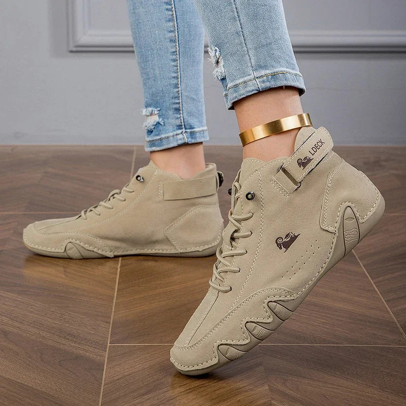 AZGB Women's Flat Ankle Boots – Lace-Up Casual Street Style Women's Ankle Boots Axl All Khaki 43