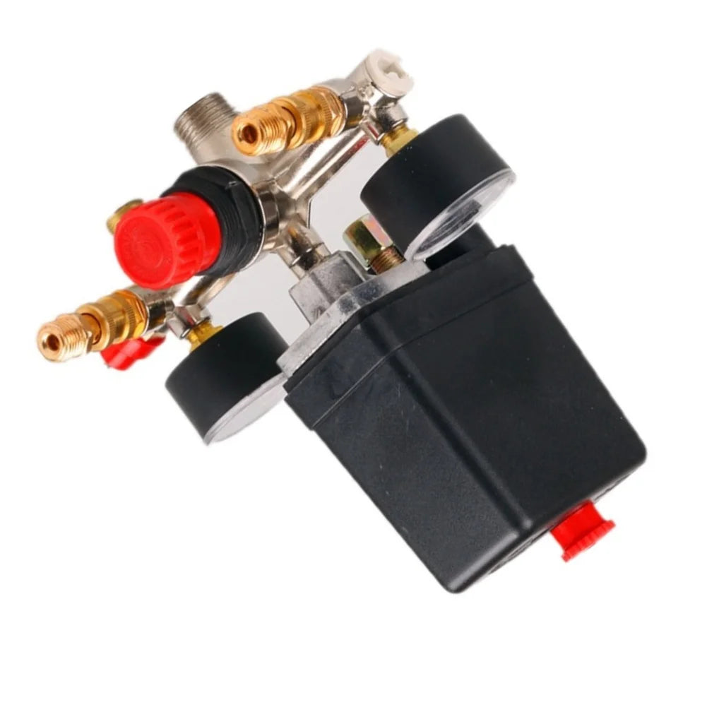 90–120 PSI Air Compressor Pressure Switch Valve & Dual Gauges Pressure Switch Valve Axl