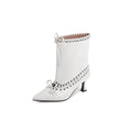 Women's Pointed Toe Kitten Heel Ankle Boots – Bowknot Kitten Heel Booties Axl Beige 40