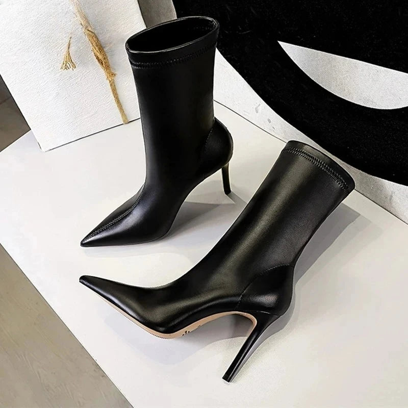 Women's Pointed Toe Ankle Boots – Thin Heel Street Style Women's Ankle Boots Axl