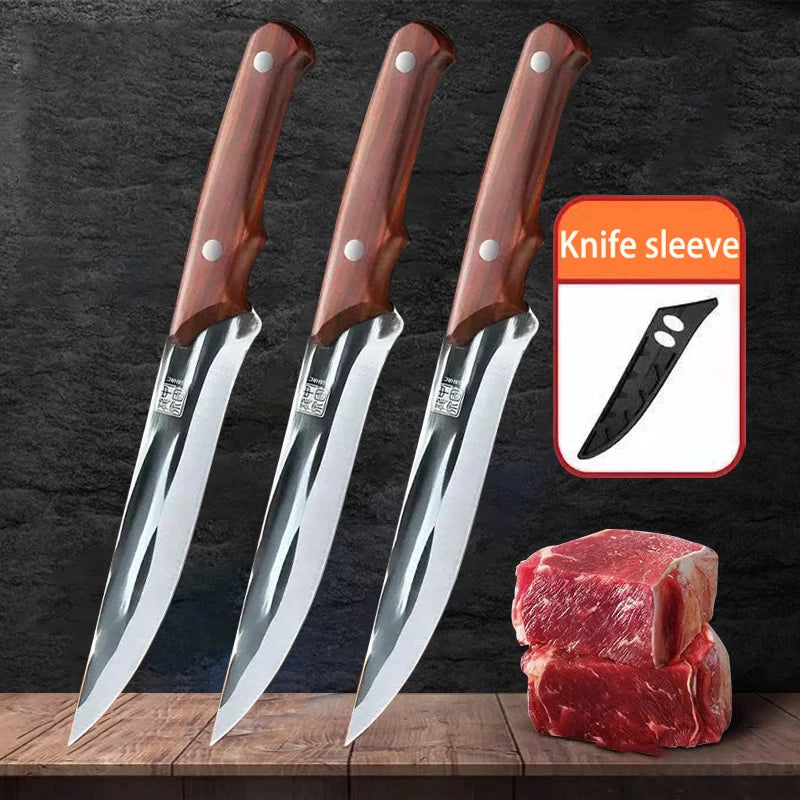 Forged Stainless Steel Butcher Knife – Meat & Bone Cleaver Butcher Kitchen Knife Axl 3pcs