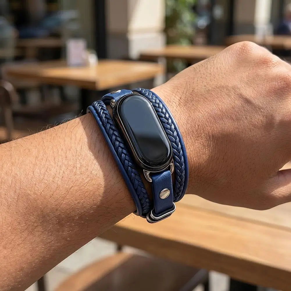 Leather Braided Strap for Xiaomi Mi Band 10/9/8 – Magnetic Smart Band Strap Axl