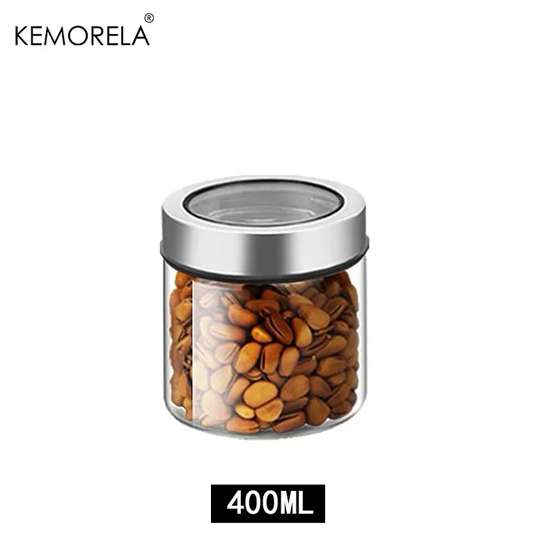 KEMORELA Glass Airtight Storage Jar – Coffee, Cereal & Snacks Glass Storage Jar Axl 400ML