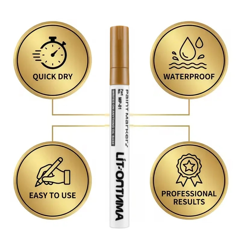 Stone Inscription Restoration Pen – 3pc Weatherproof Gold Marker Stone Restoration Pen Axl
