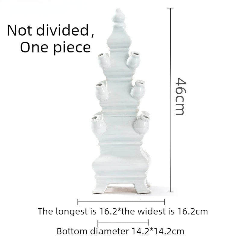 Modern Pagoda Ceramic Vase – Luxury Decorative Flower Bottle Decorative Ceramic Vase Axl White