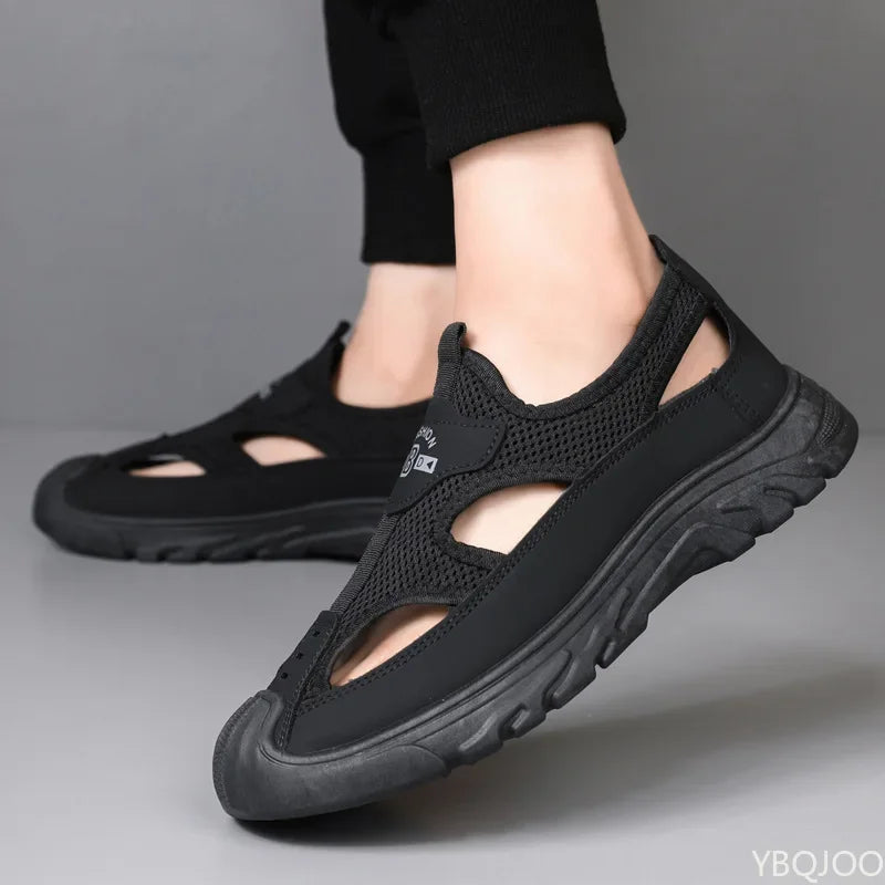 Men's Breathable Mesh Slip-On Sandals | Non-Slip Thick Sole Men's Sandals Axl black 41