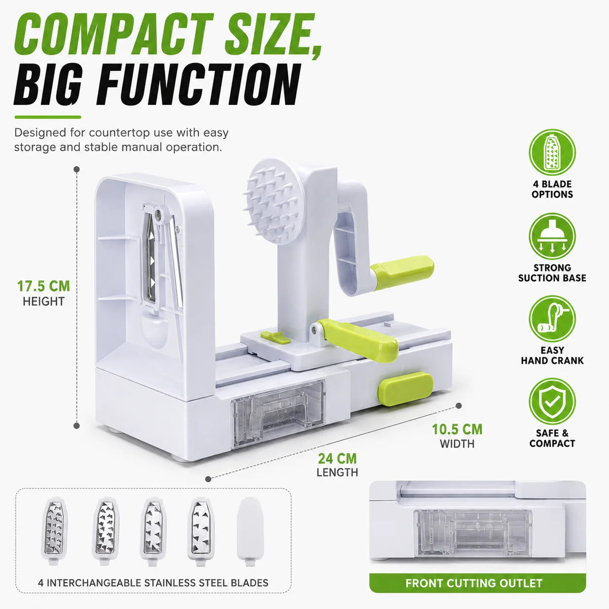 5-in-1 Hand Crank Vegetable Spiralizer – 5 Blade Noodle Maker Vegetable Spiralizer Axl
