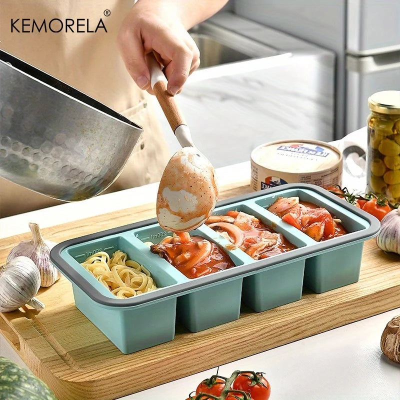 KEMORELA Silicone Food Storage Container 2/3/4 Grid Airtight Food Storage Container Axl