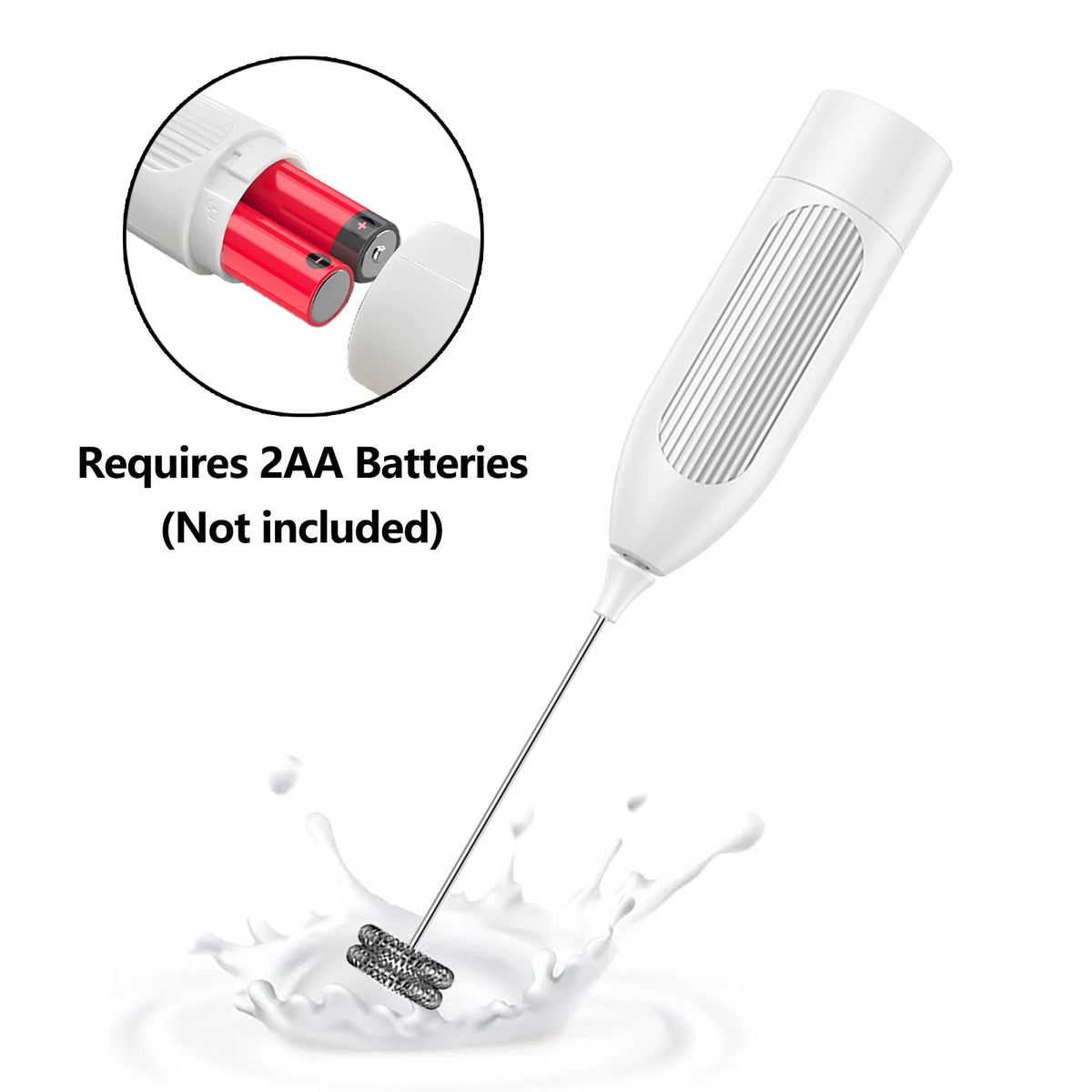 Handheld Milk Frother – Battery Operated Whisk & Foam Mixer Milk Frother Wand Axl White