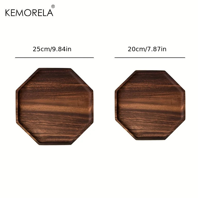 KEMORELA Acacia Wood Serving Tray – Octagonal Dinner & Dessert Plate Wood Serving Tray Axl