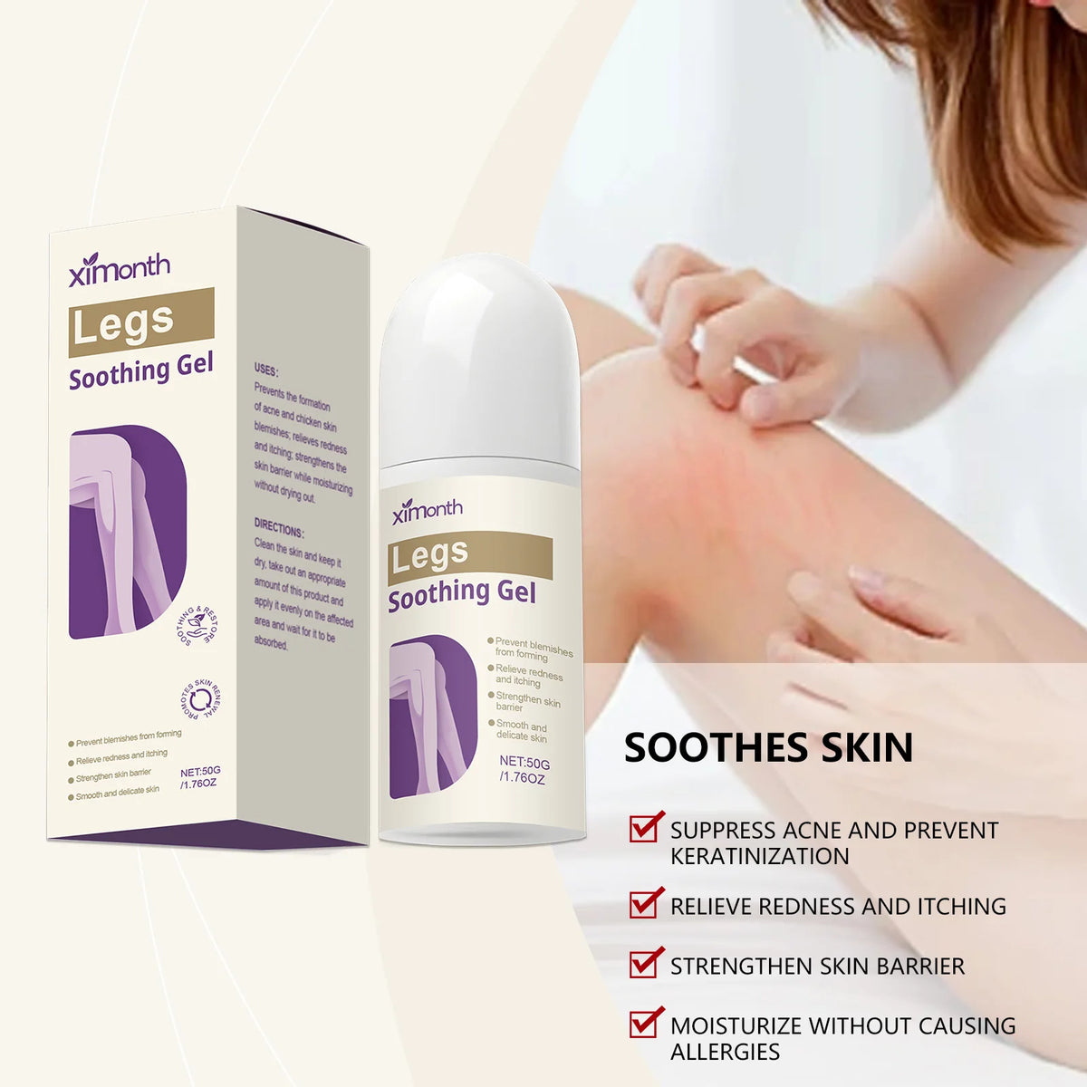 Ximonth Legs Soothing Gel – Moisturizing Body Skin Care 50g Body Soothing Gel Axl