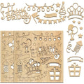 Happy Birthday Laser Cut Chipboard Embellishments – 2pc Wood Set Chipboard Embellishments Axl AECH04-18987